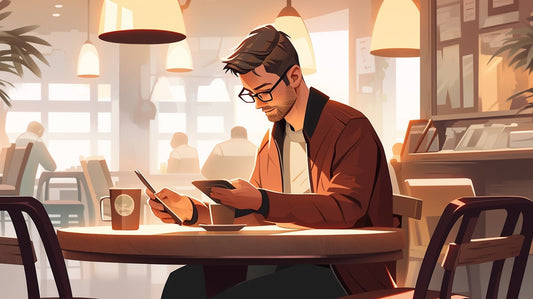 Man merging email accounts on phone