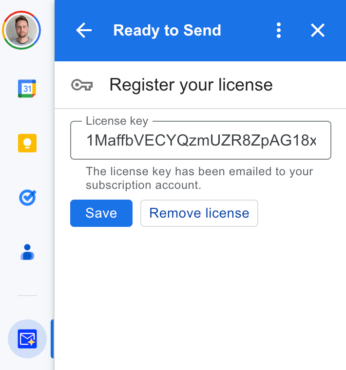 Ready to Send Remove License