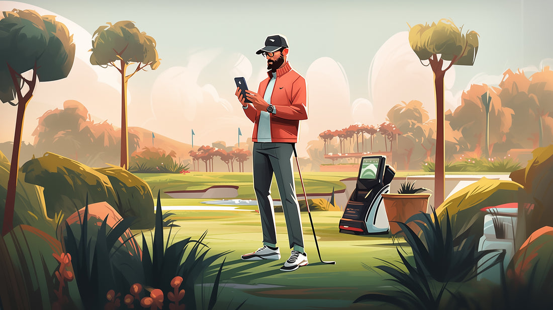 Person golfing while checking email