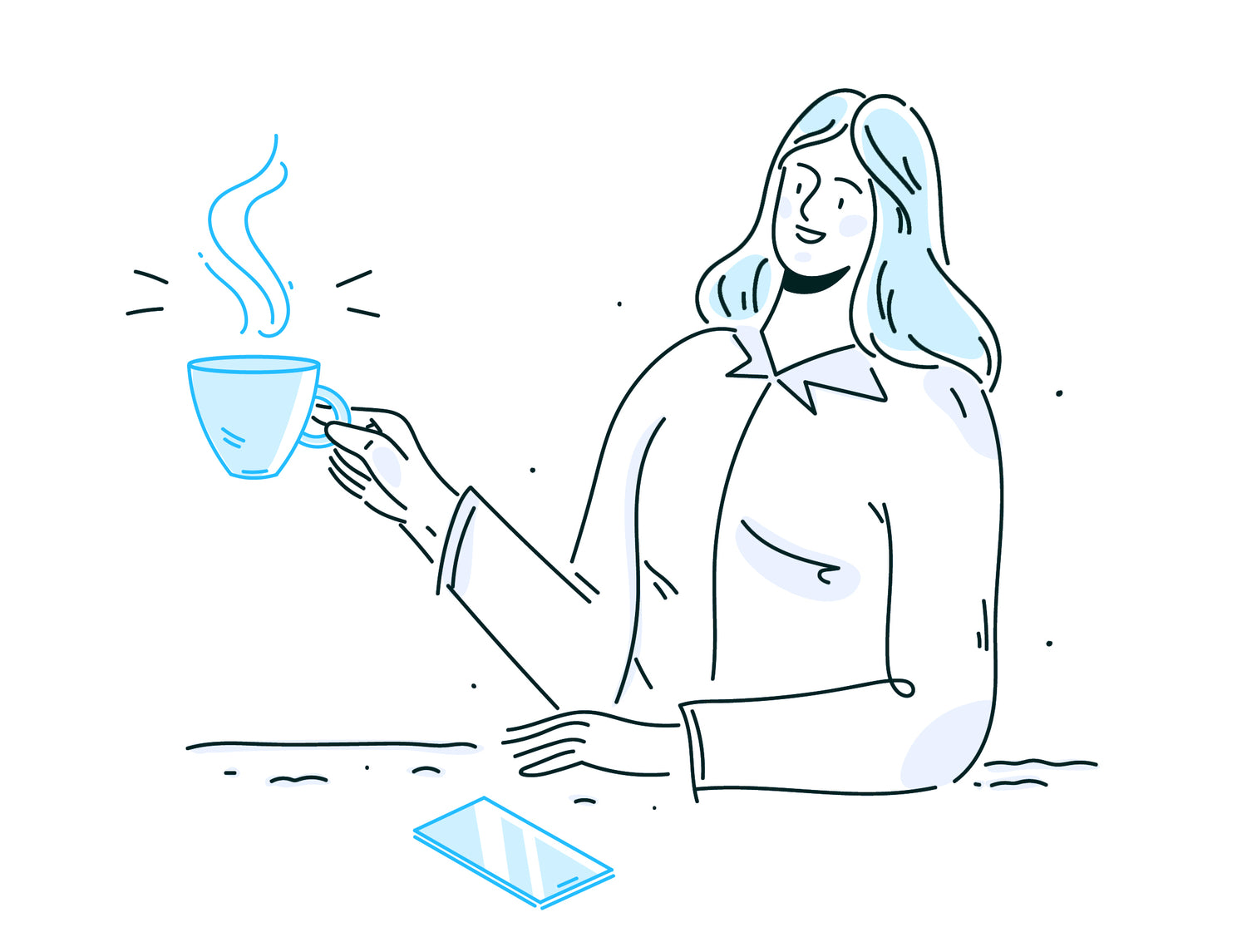 Person drinking coffee illustration
